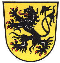Crest of Leonberg city, black lion with yellow background