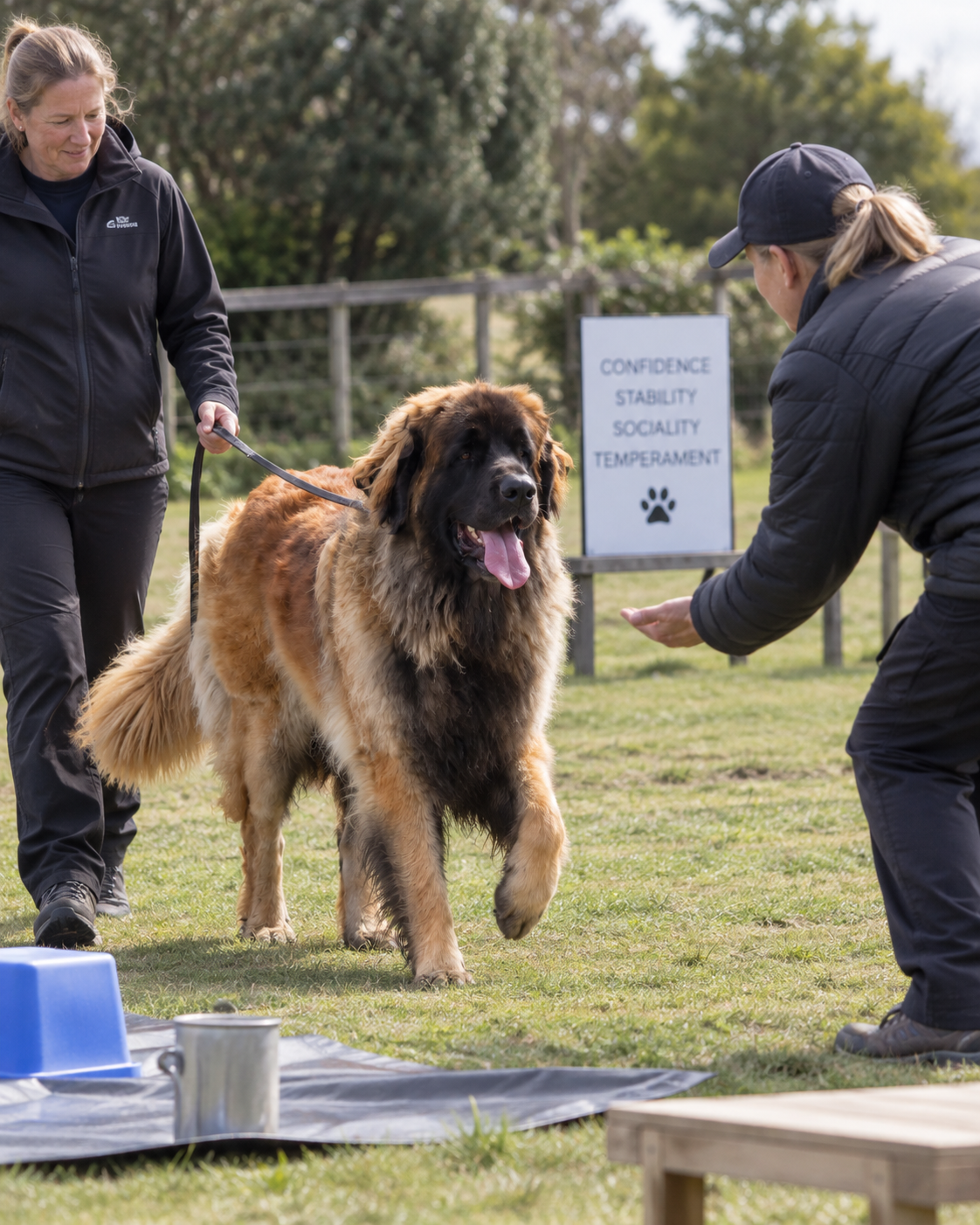 Zuri the Leonberger taking part in a temperament assessment